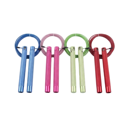 Aluminum speed jump rope manufacturer with adjustable steel cable and precision bearings. Custom colors, logo and retail packaging for brands and distributors.