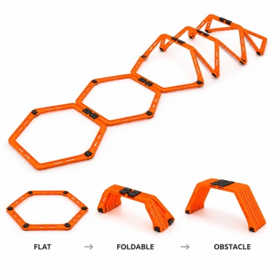 ZJSD Orange foldable octagonal agility ladder with raised obstacle configuration