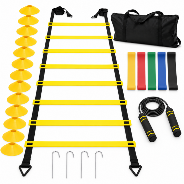 ZJSD Speed and agility training kit with ladder marker discs mini bands jump rope and carry bag